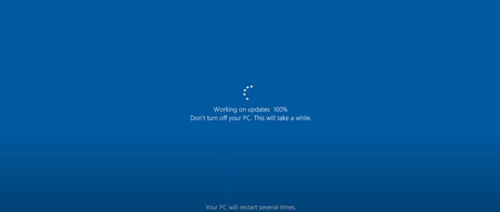 Screenshot of Computer Screen during Window Update