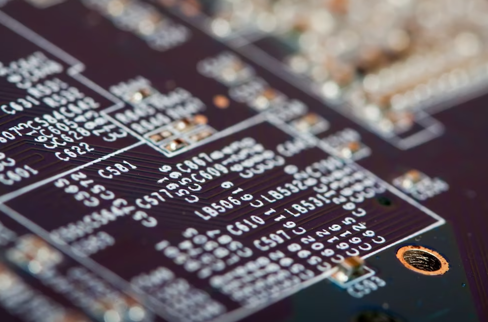 electronic circuit board with numbers - close-up view