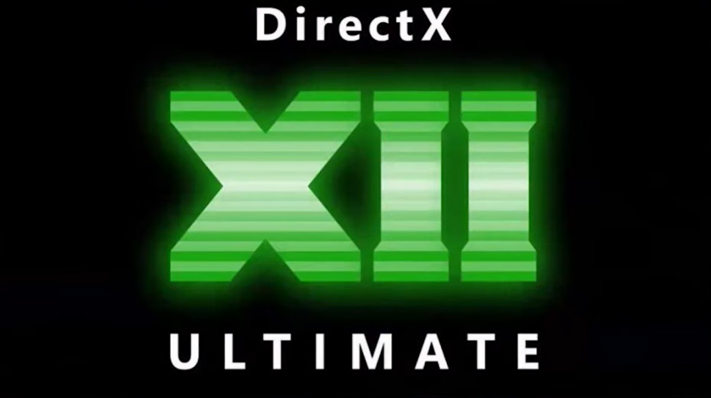Directx ultimate green neon words on a black background